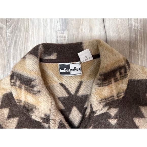 VTG Y2K Wool Tan Aztec Southwestern Concho Buttons Jacket Cropped Blazer Sz S - Picture 2 of 8